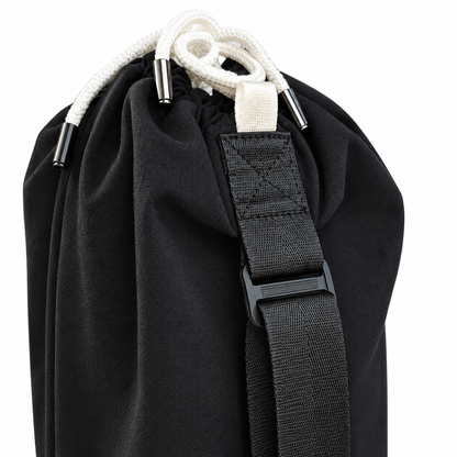 Close-up of the AcroBack Travel Bag shoulder strap adjustment slider and stitched attachment.