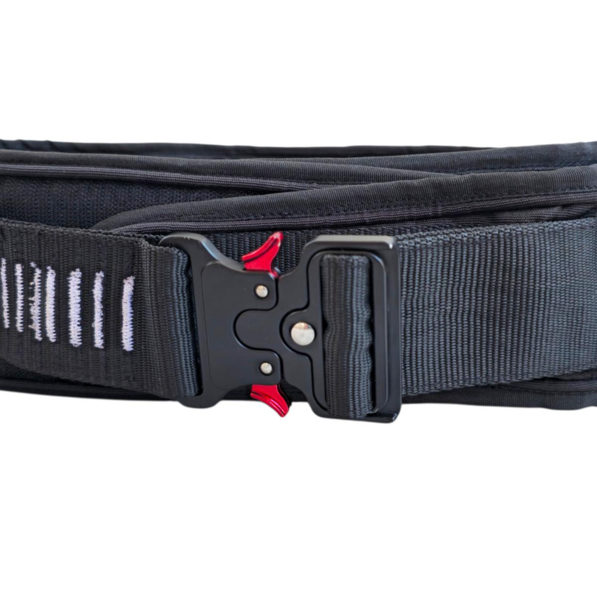 Close-up of the FlyCarian buckle and adjustment webbing